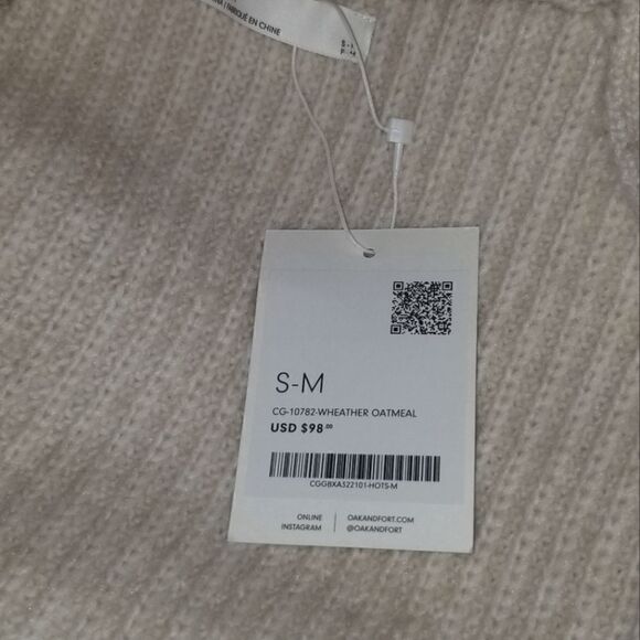 Oak + Fort Tan Chunky Knit Cardigan Oversized S-m NWT - Picture 12 of 13